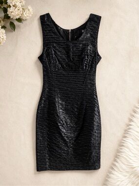 Dolce & Gabbana Black Textured Sleeveless Sheath Dress